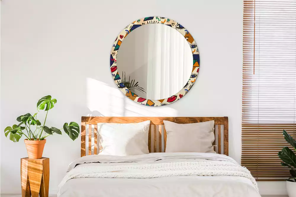 Oglindă cu decor rotundă Stil pop art
