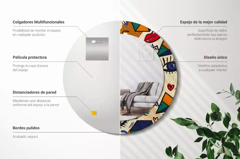 Oglindă cu decor rotundă Stil pop art