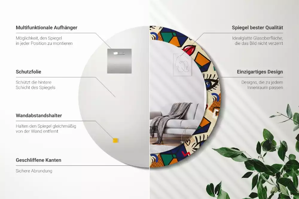 Oglindă cu decor rotundă Stil pop art