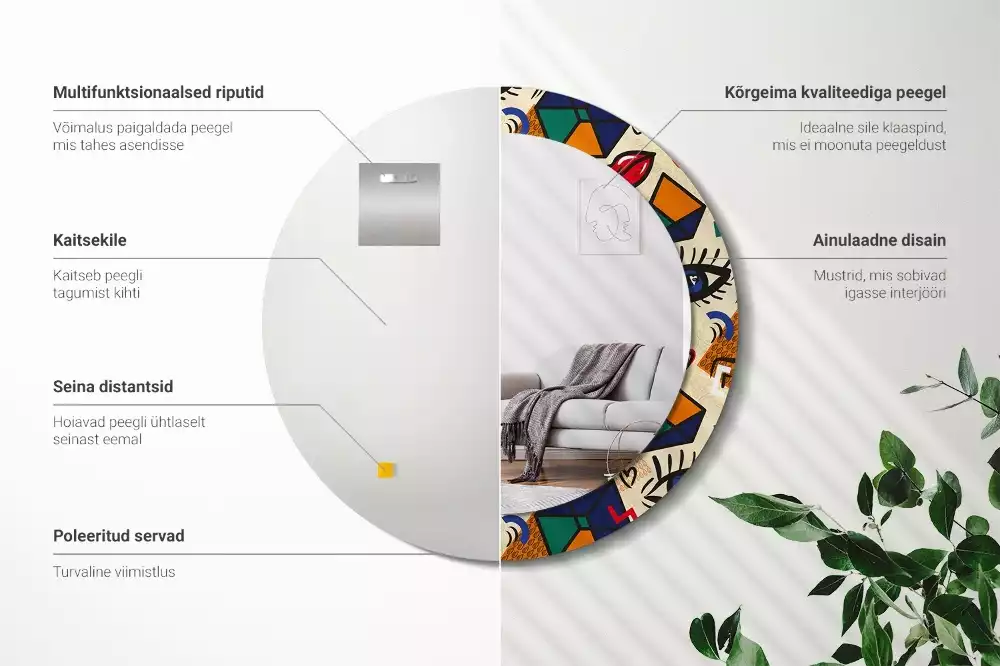 Oglindă cu decor rotundă Stil pop art