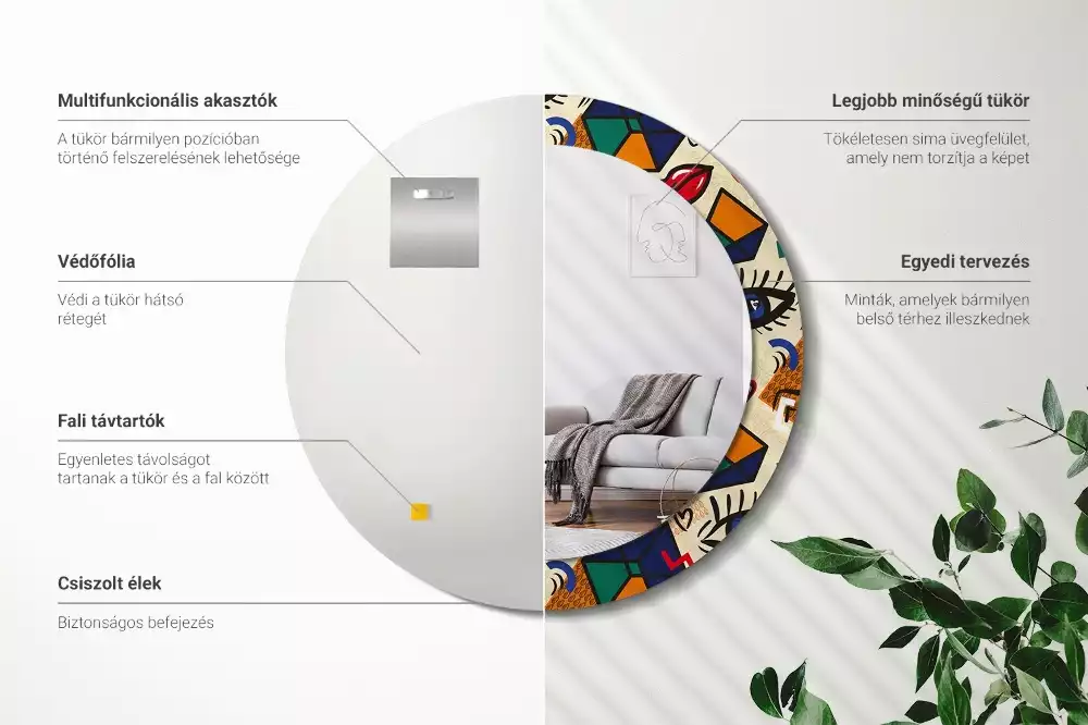 Oglindă cu decor rotundă Stil pop art