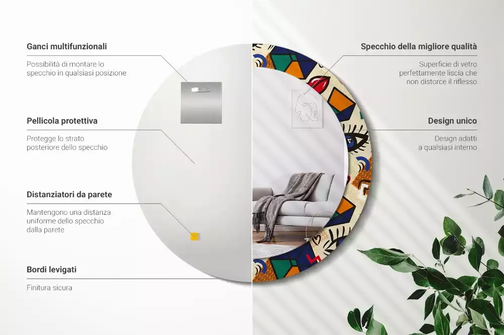 Oglindă cu decor rotundă Stil pop art