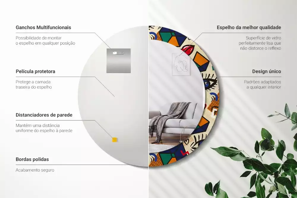 Oglindă cu decor rotundă Stil pop art