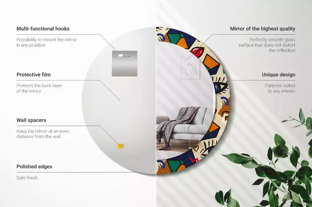 Oglindă cu decor rotundă Stil pop art