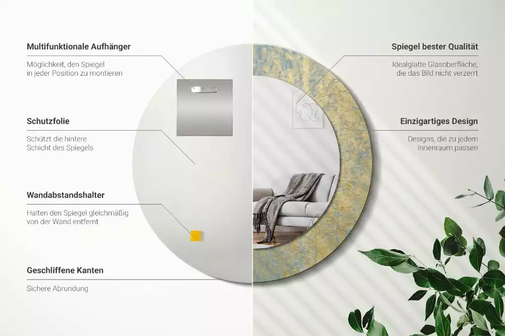 Oglindă rotundă imprimată Model loft