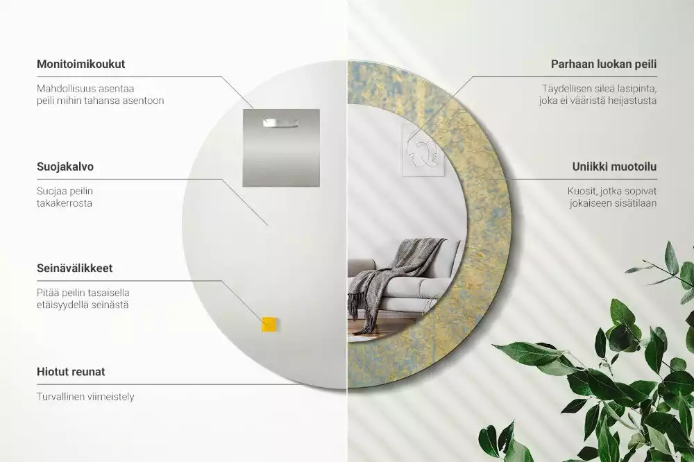 Oglindă rotundă imprimată Model loft