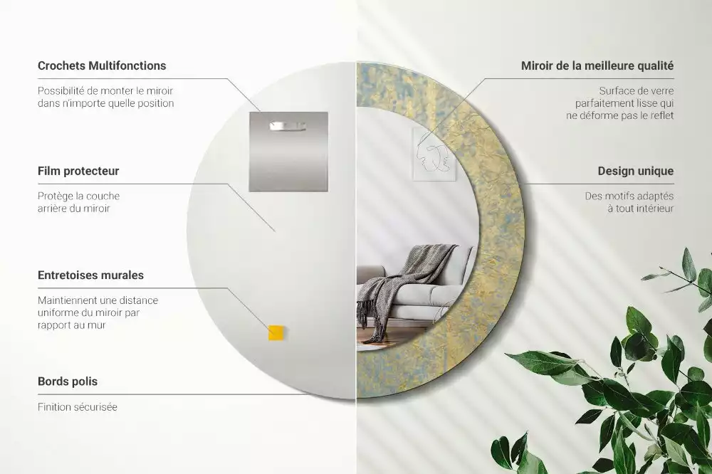 Oglindă rotundă imprimată Model loft