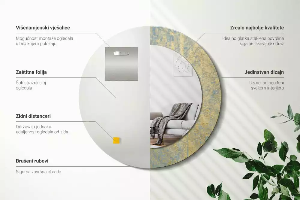 Oglindă rotundă imprimată Model loft