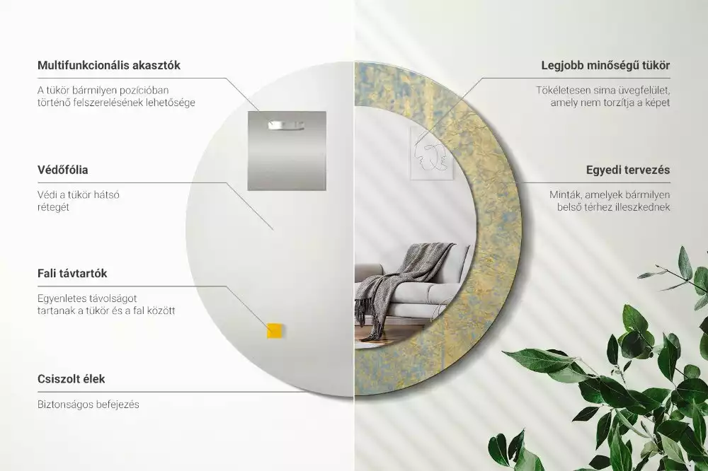 Oglindă rotundă imprimată Model loft