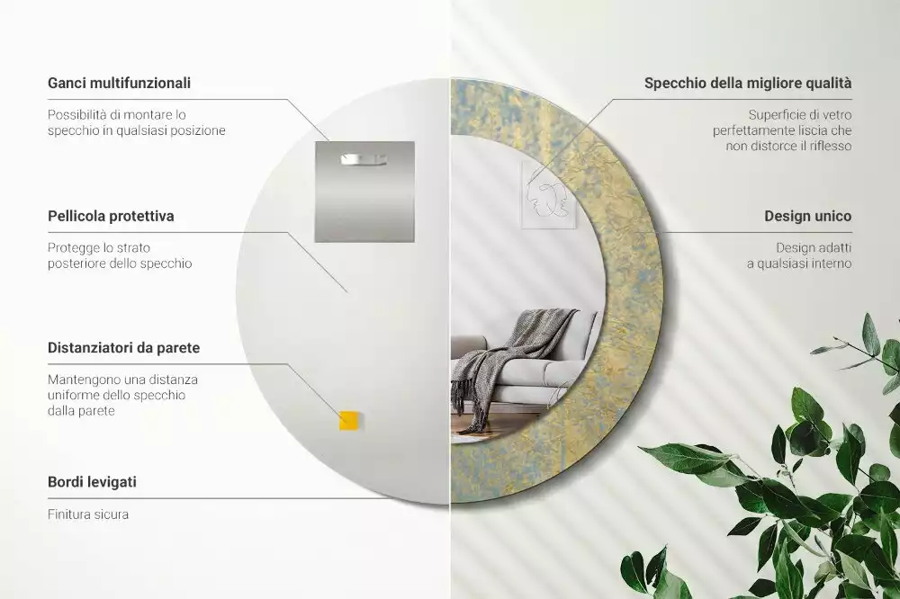 Oglindă rotundă imprimată Model loft