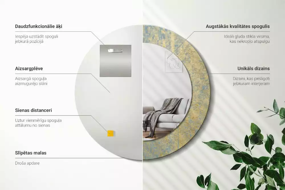 Oglindă rotundă imprimată Model loft