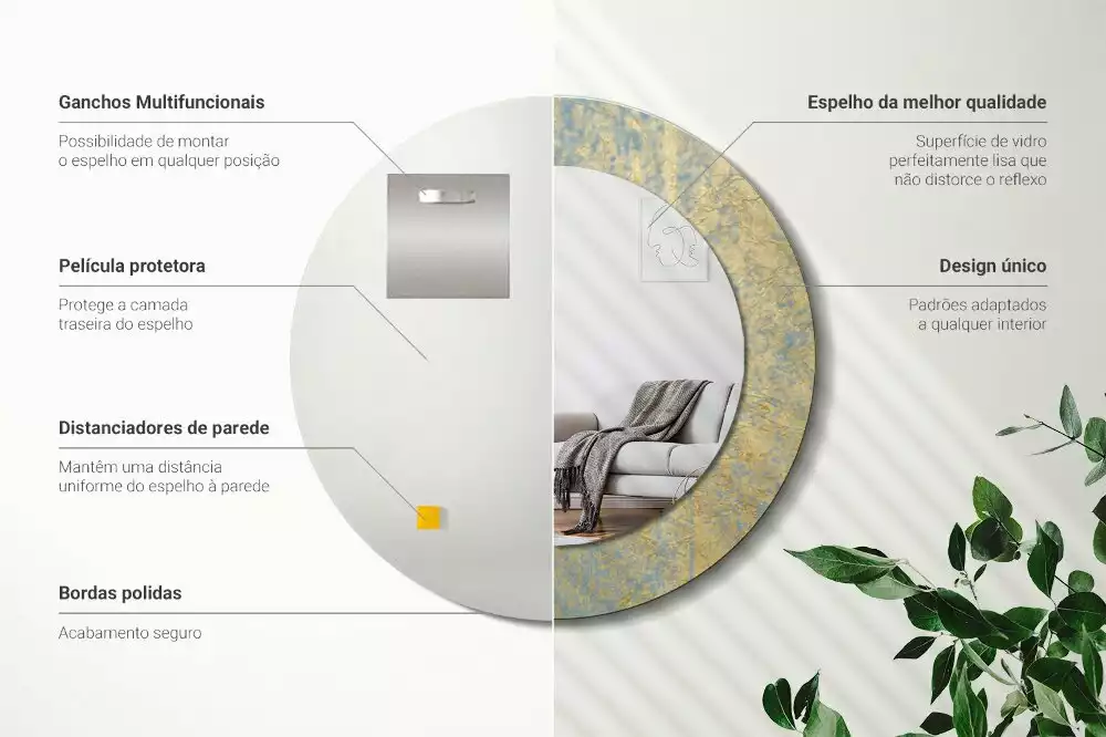 Oglindă rotundă imprimată Model loft