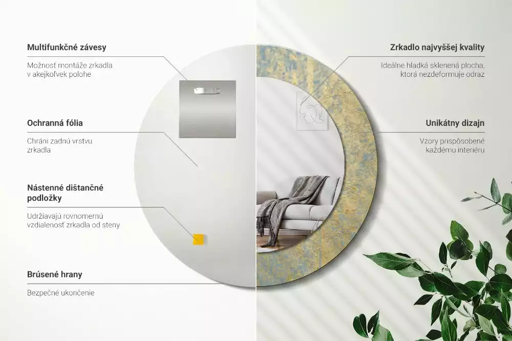 Oglindă rotundă imprimată Model loft