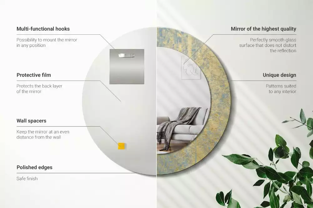 Oglindă rotundă imprimată Model loft