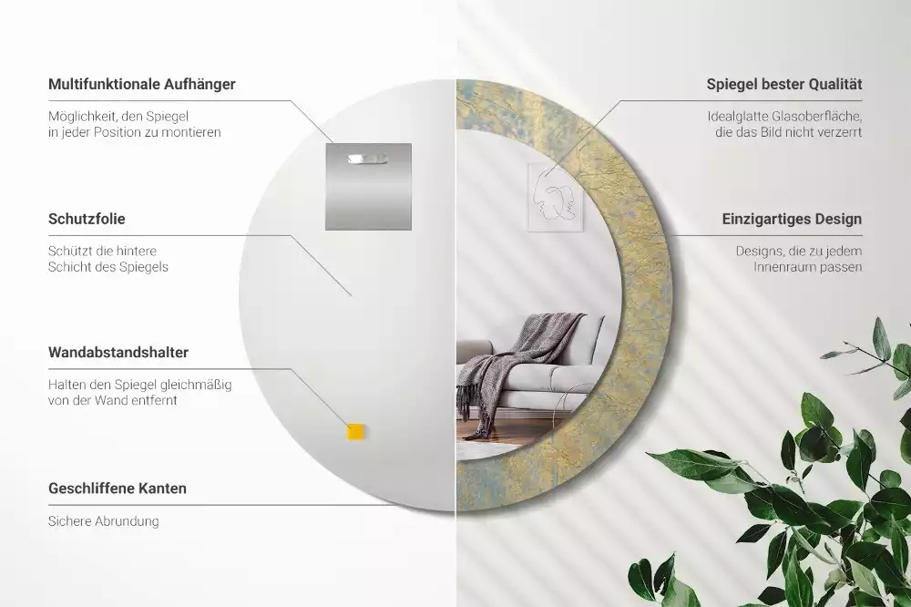 Oglindă rotundă imprimată Model loft