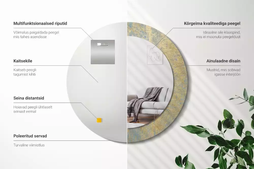 Oglindă rotundă imprimată Model loft