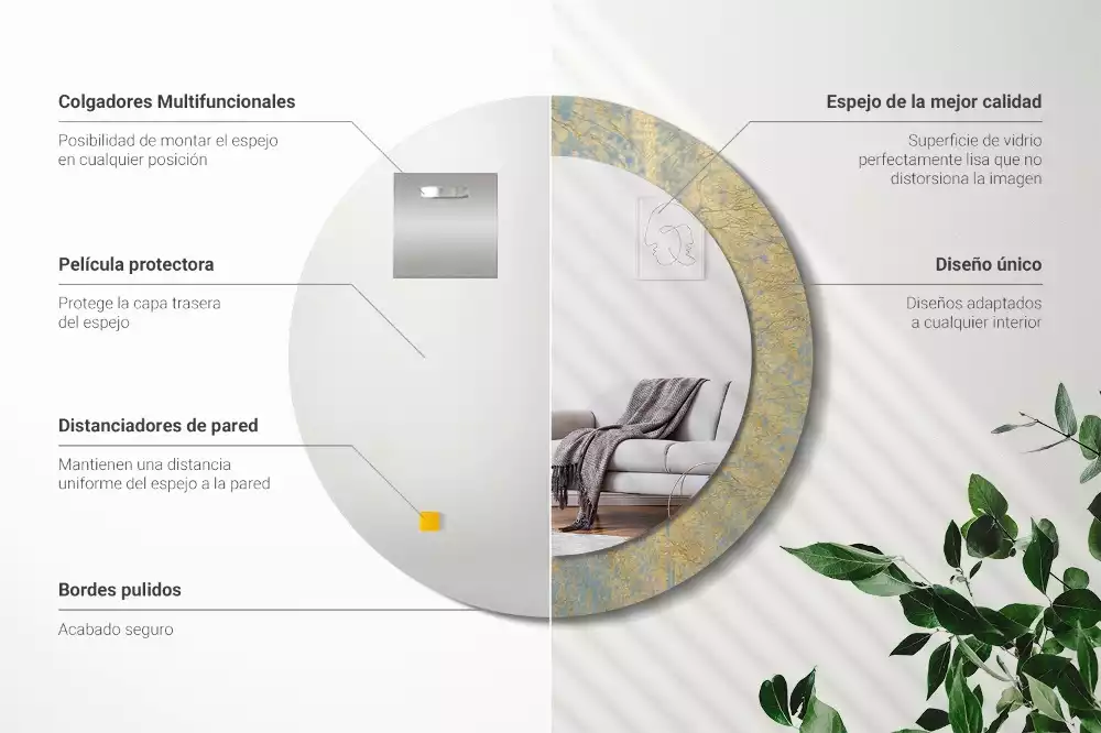 Oglindă rotundă imprimată Model loft