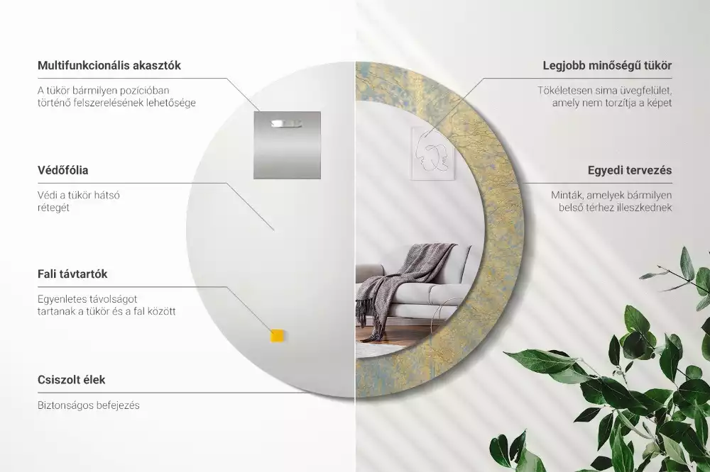 Oglindă rotundă imprimată Model loft