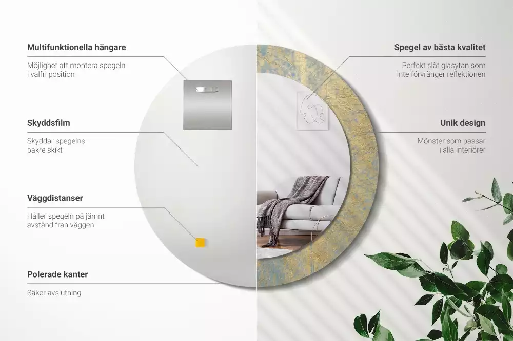 Oglindă rotundă imprimată Model loft