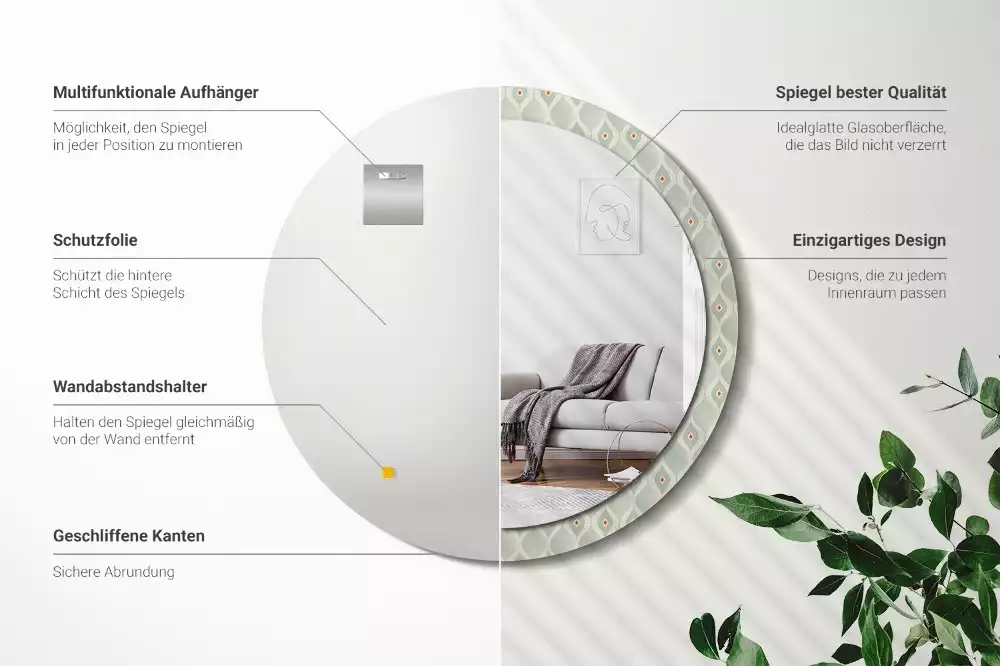 Oglindă cu decor rotundă Model vintage clasic