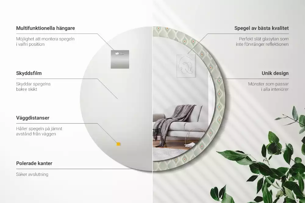 Oglindă cu decor rotundă Model vintage clasic