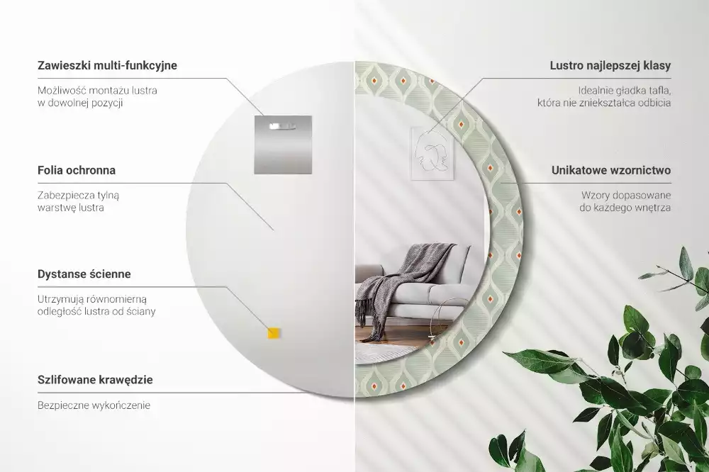 Oglindă cu decor rotundă Model vintage clasic