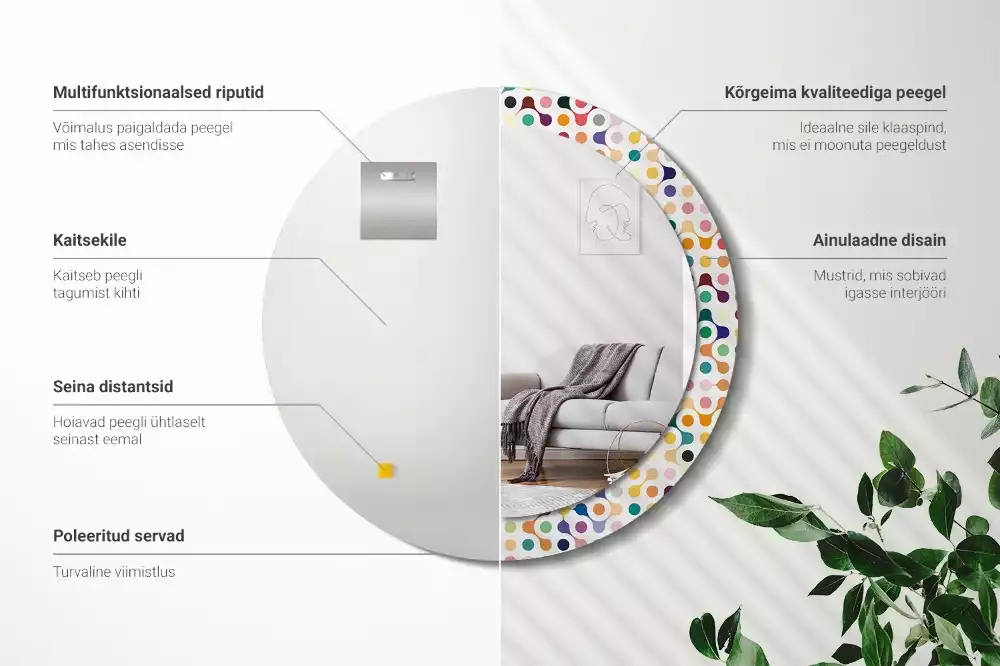 Oglindă rotundă ramă cu imprimeu Puncte pop art