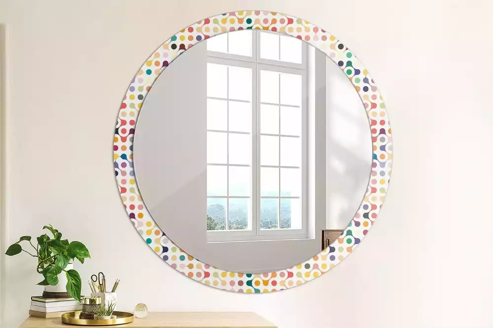 Oglindă rotundă ramă cu imprimeu Puncte pop art