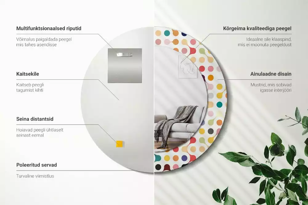 Oglindă rotundă ramă cu imprimeu Puncte pop art