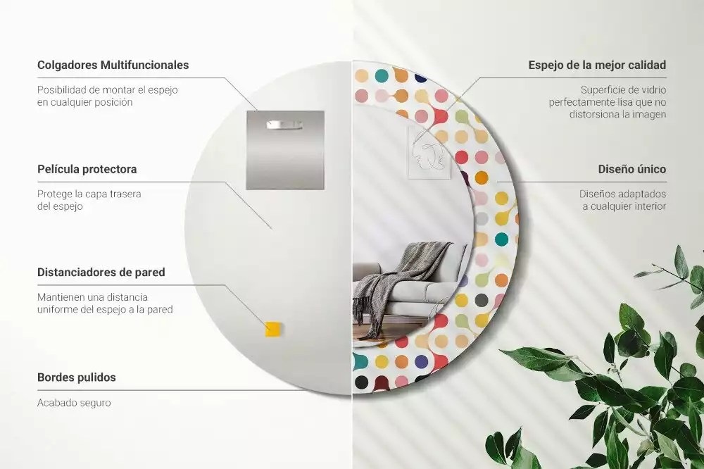 Oglindă rotundă ramă cu imprimeu Puncte pop art