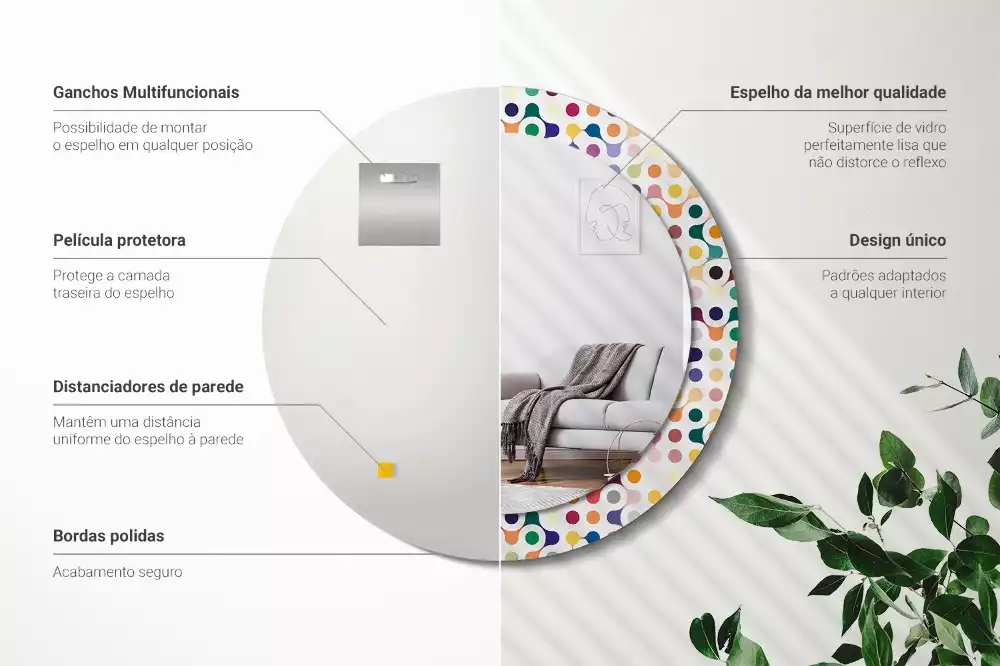 Oglindă rotundă ramă cu imprimeu Puncte pop art