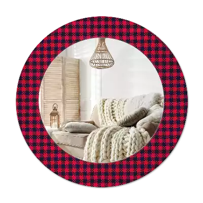 Oglindă cu decor rotundă Carouri roșii