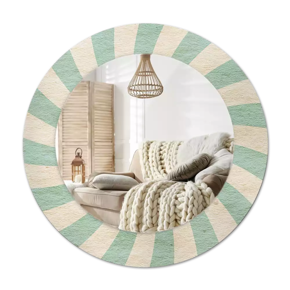 Oglindă rotundă imprimată Model retro pastel