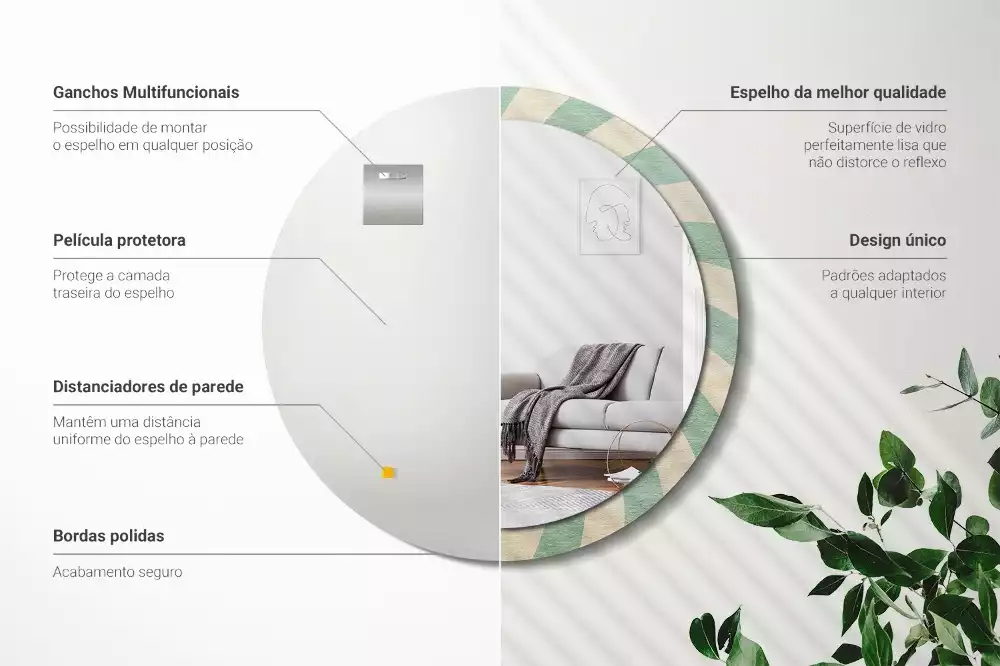 Oglindă rotundă imprimată Model retro pastel