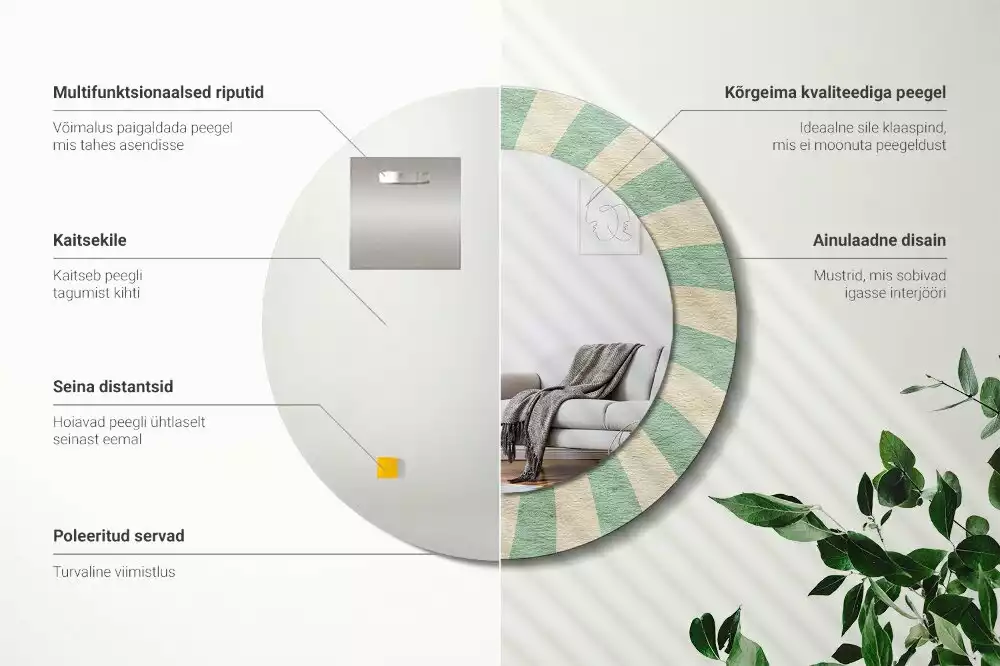 Oglindă rotundă imprimată Model retro pastel