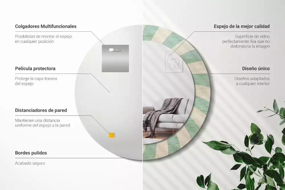 Oglindă rotundă imprimată Model retro pastel