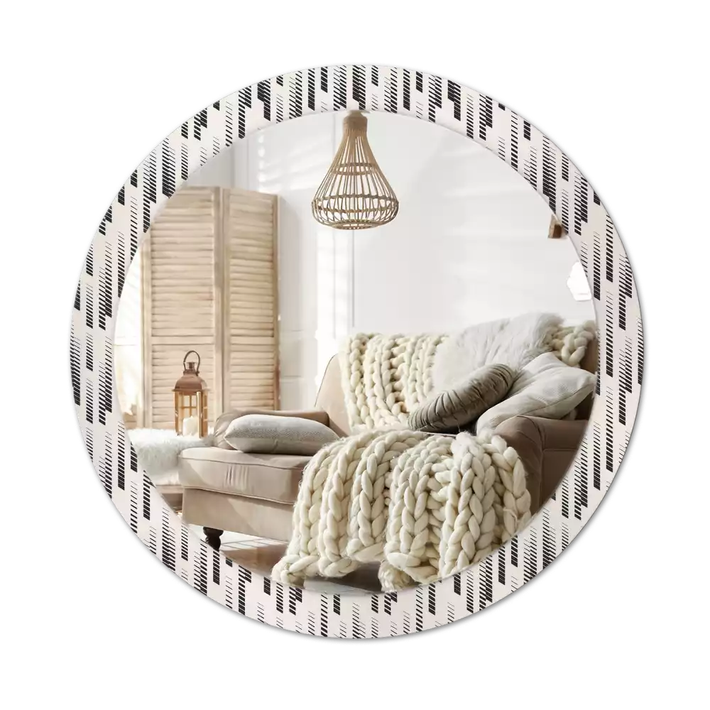 Oglindă rotundă ramă cu imprimeu Model cu dungi