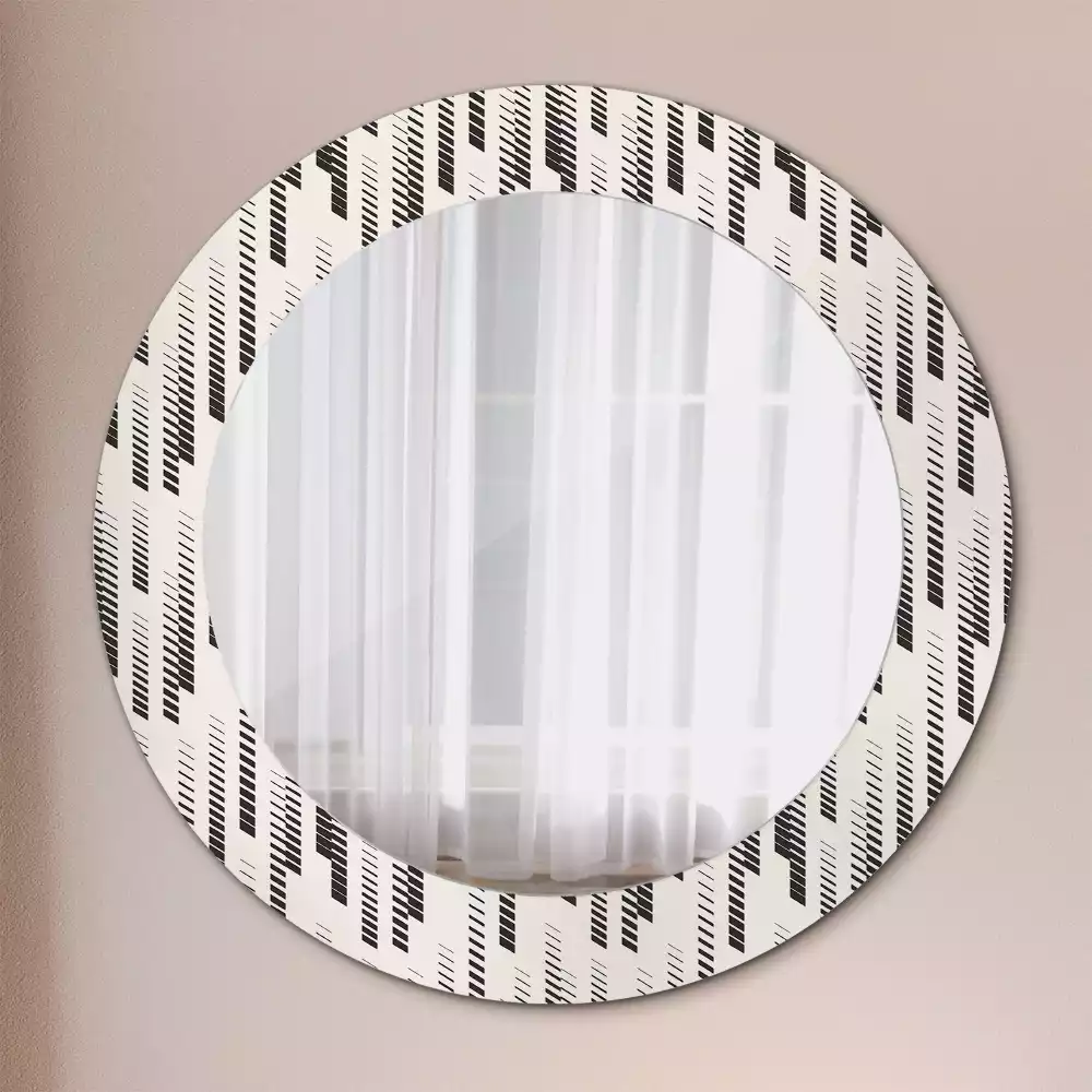 Oglindă rotundă ramă cu imprimeu Model cu dungi