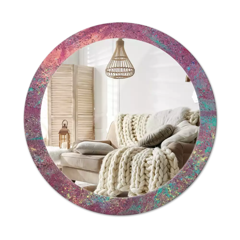 Oglindă rotundă imprimată Festivalul culorilor