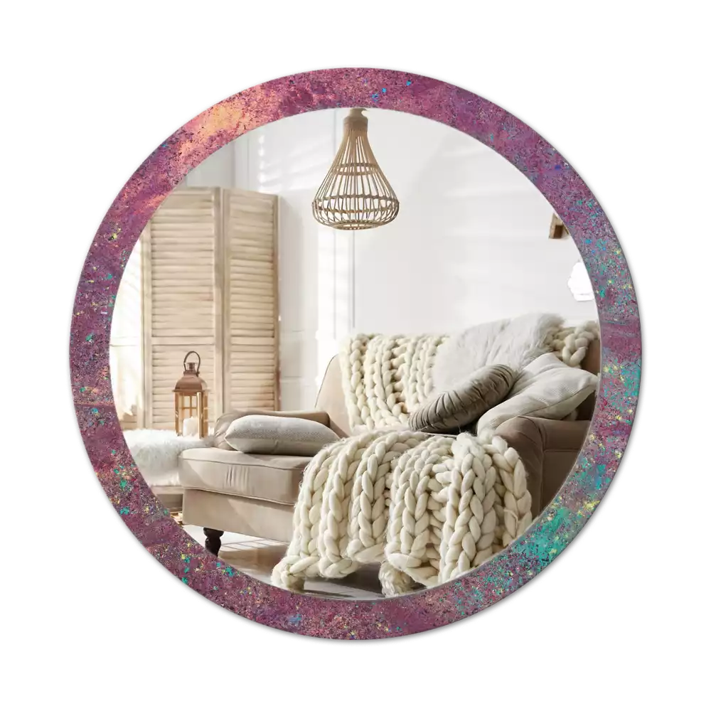 Oglindă rotundă imprimată Festivalul culorilor