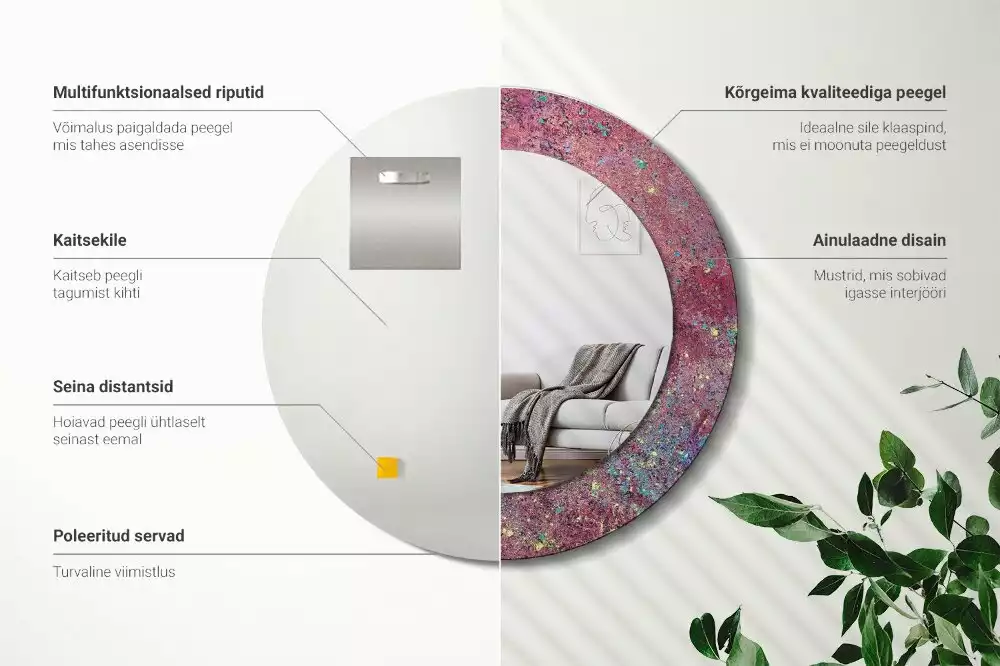 Oglindă rotundă imprimată Festivalul culorilor