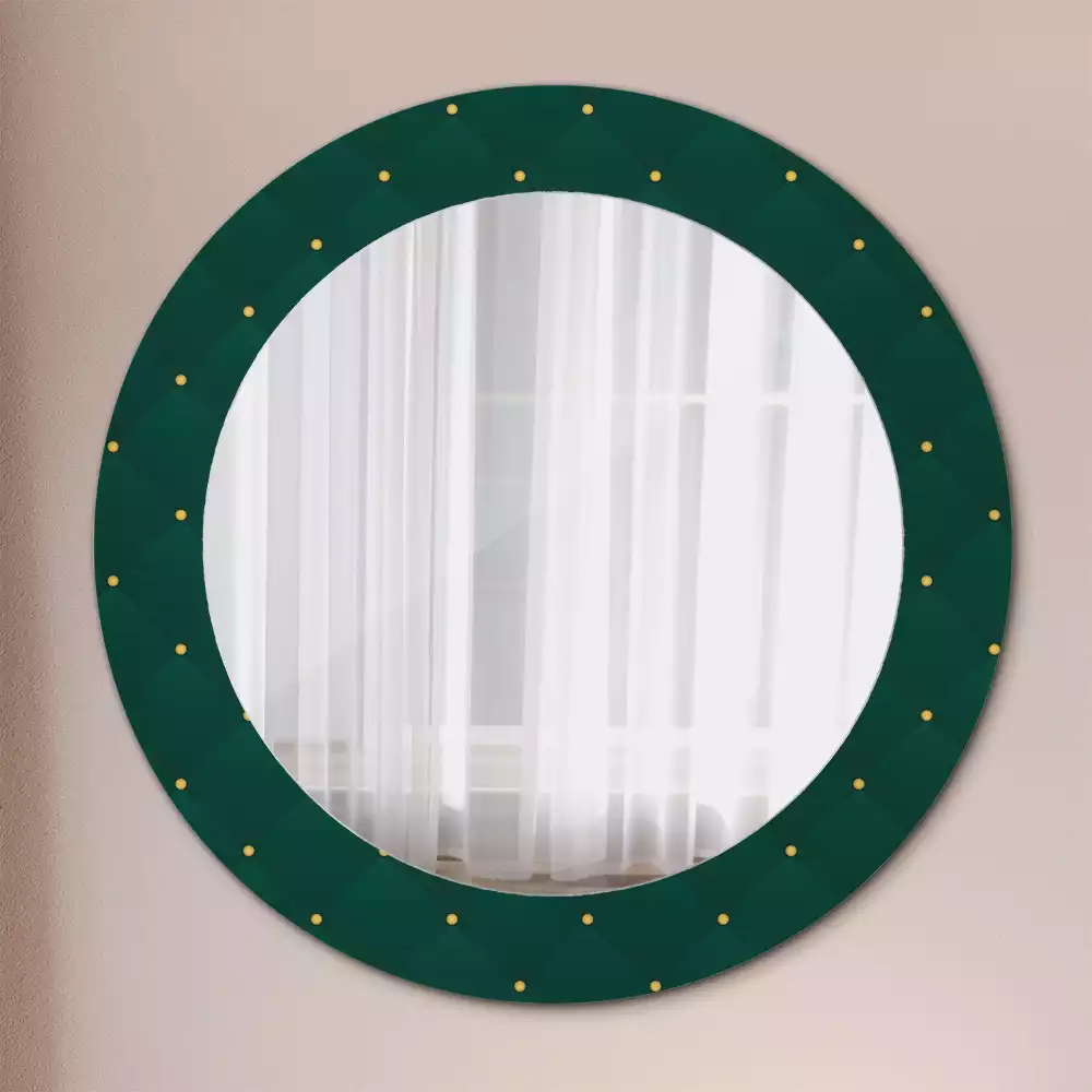 Oglindă rotundă ramă cu imprimeu Model matlasat