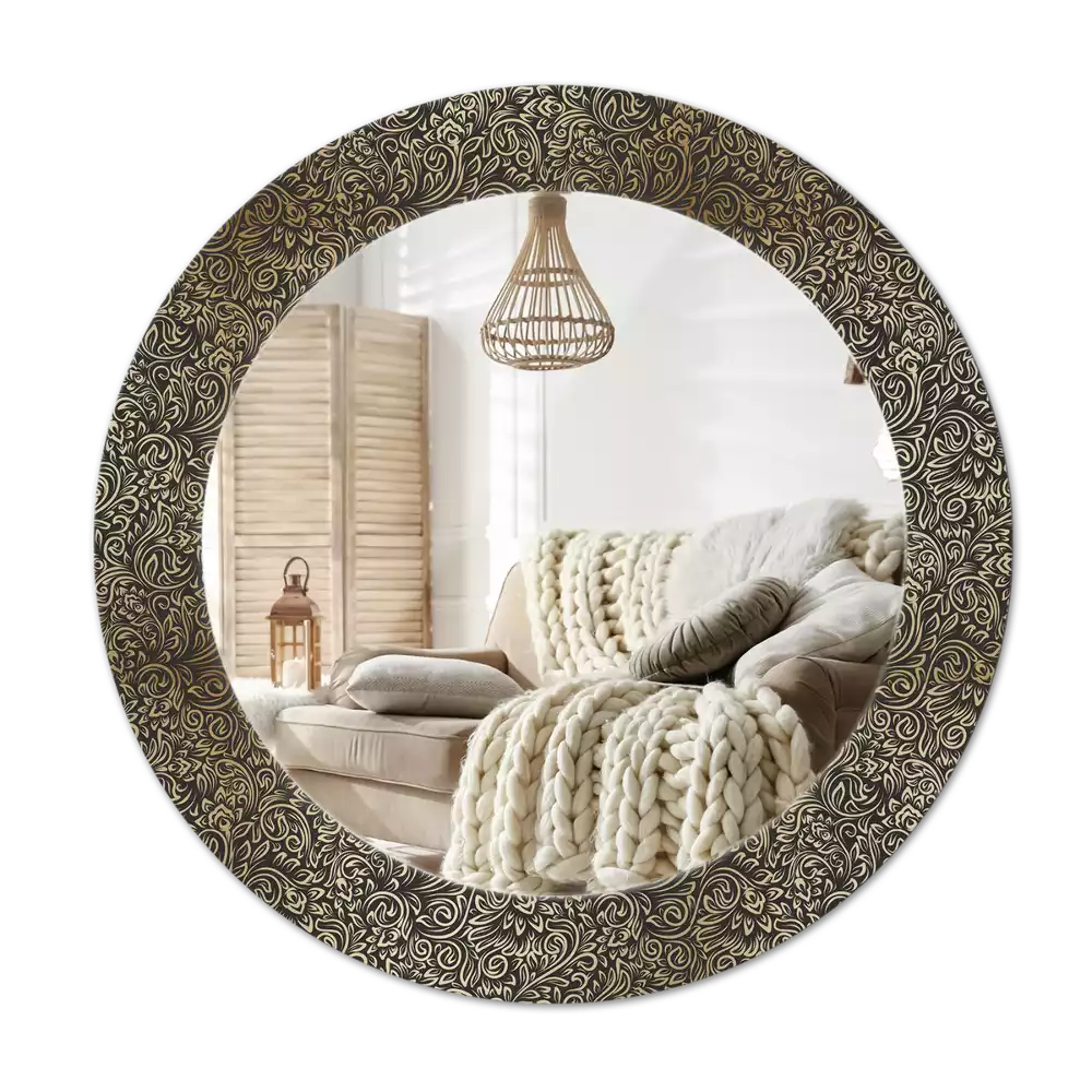 Oglindă cu decor rotundă Ornament floral