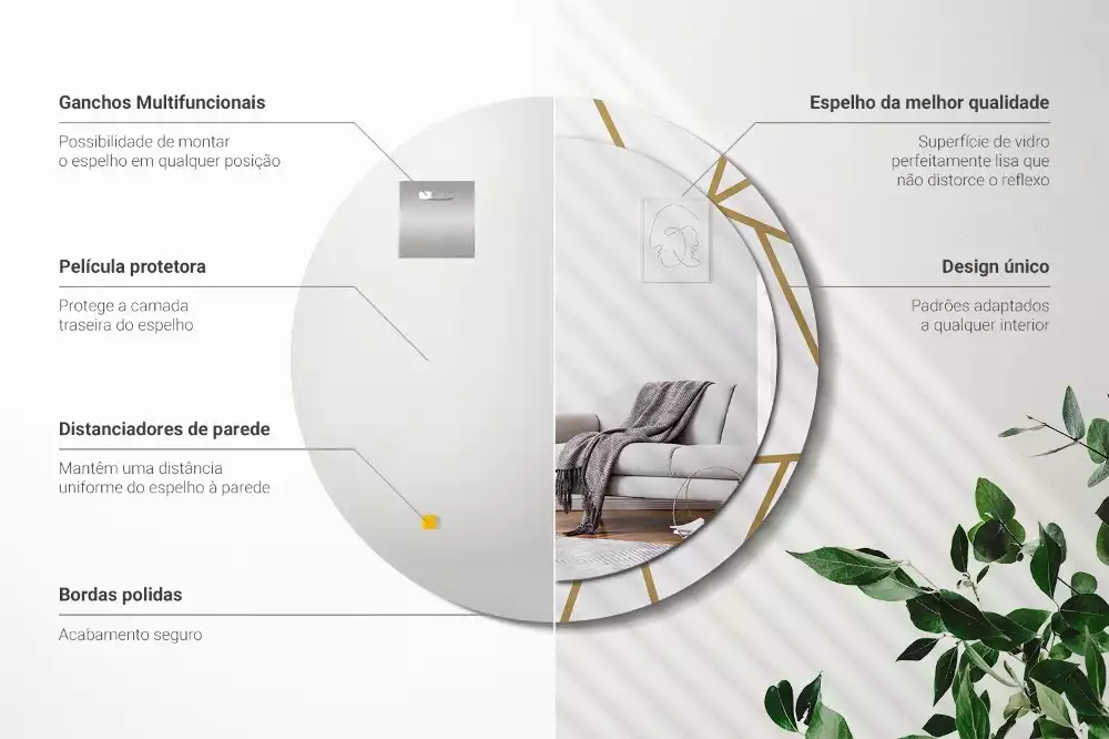 Oglindă rotundă imprimată Compoziție liniară