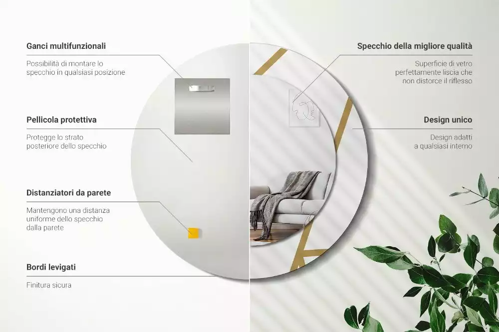 Oglindă rotundă imprimată Compoziție liniară