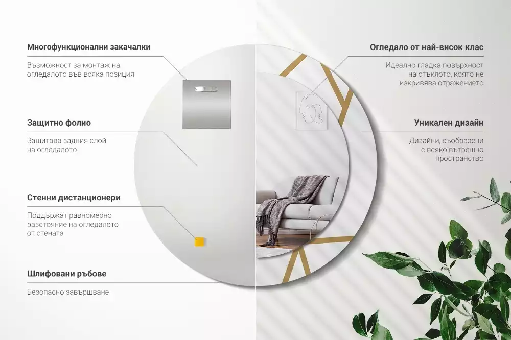 Oglindă rotundă imprimată Compoziție liniară