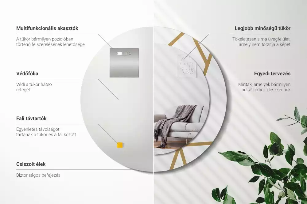 Oglindă rotundă imprimată Compoziție liniară