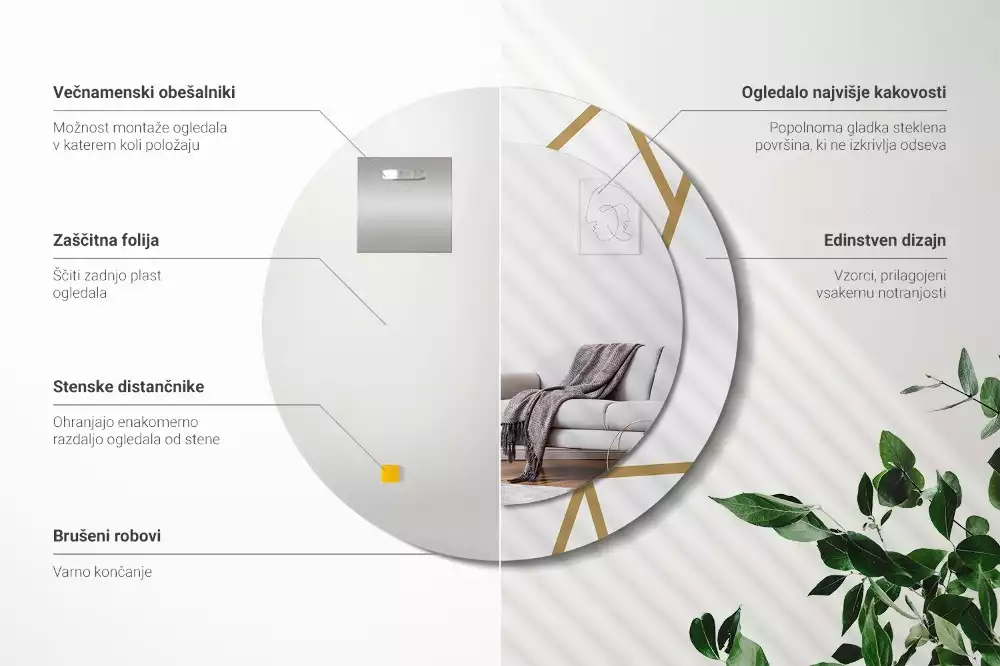 Oglindă rotundă imprimată Compoziție liniară