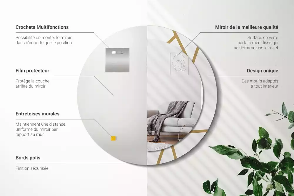 Oglindă rotundă imprimată Compoziție liniară