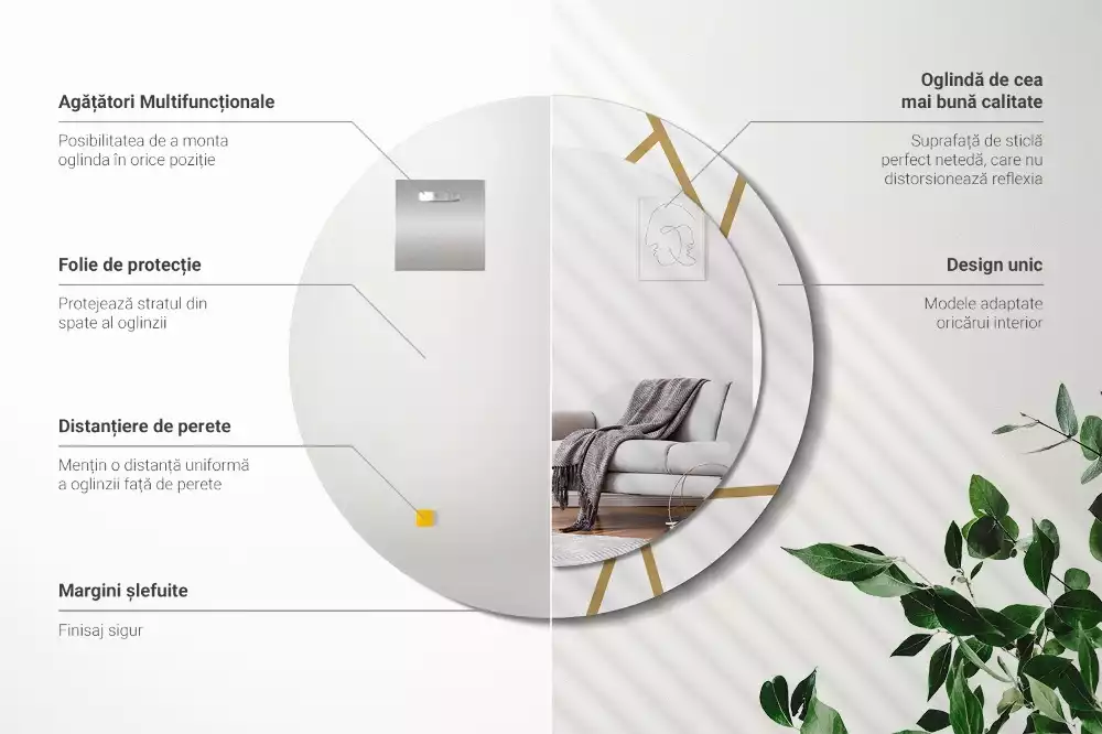 Oglindă rotundă imprimată Compoziție liniară